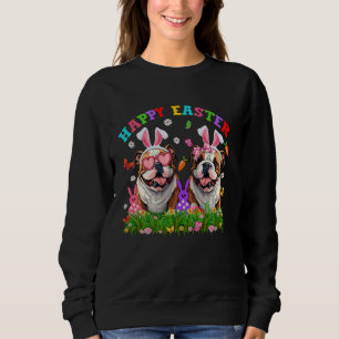 Niedlicher englischer Bulldog Hund & Bunny Ears Eg Sweatshirt