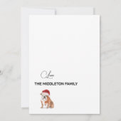 Niedlicher englischer Bulldog in Weihnachtsmannmüt (Rückseite)