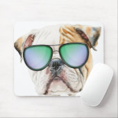 Niedlicher englischer Bulldog mit Sonnenbrille, lu Mousepad (Mit Mouse)