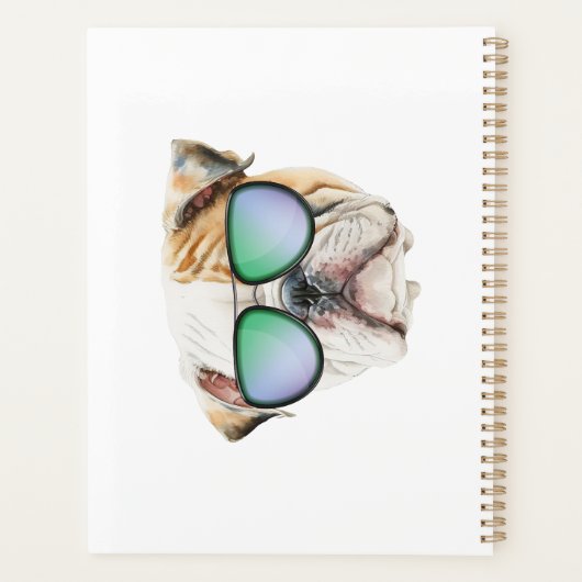 Niedlicher englischer Bulldog mit Sonnenbrille, lu Planer (Rückseite)