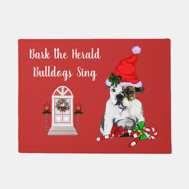 Niedlicher englischer Bulldog Weihnachtsgeschenk Fußmatte (Vorderseite)