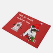 Niedlicher englischer Bulldog Weihnachtsgeschenk Fußmatte (Schrägansicht)
