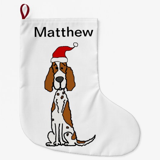 Niedlicher englischer Setter Welpen Weihnachten Großer Weihnachtsstrumpf (Vorderseite)