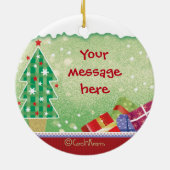 Niedlicher Enkel, Weihnachten, Hirsch und Geschenk Keramik Ornament (Hinten)