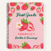 Niedlicher Erdbeerbaum Individuelle Name Rosa Kind Notizblock (Vorderseite)