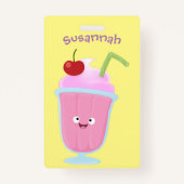 Niedlicher Erdbeereis Sundae Cartoon Ausweis (Rückseite)