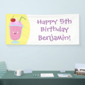 Niedlicher Erdbeereis Sundae Cartoon Banner (Messe)