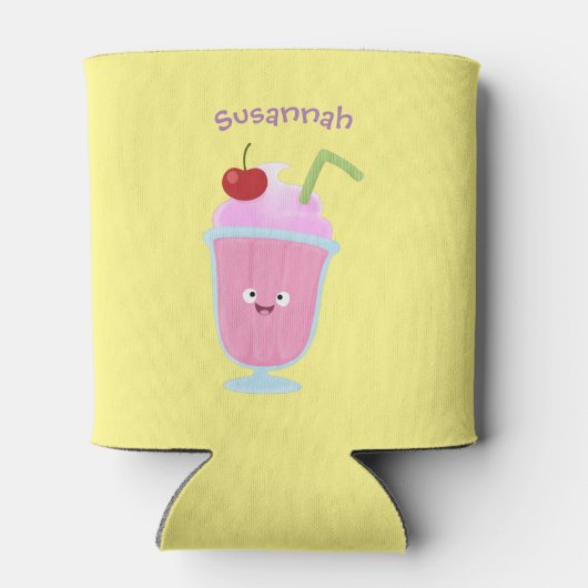 Niedlicher Erdbeereis Sundae Cartoon Dosenkühler (Rückseite)