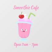 Niedlicher Erdbeereis Sundae Cartoon Fensteraufkleber (Blatt)