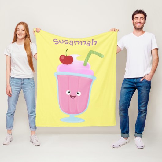 Niedlicher Erdbeereis Sundae Cartoon Fleecedecke (Beispiel)
