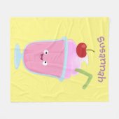 Niedlicher Erdbeereis Sundae Cartoon Fleecedecke (Vorderseite (Horizontal))