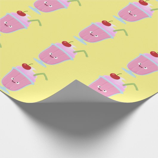 Niedlicher Erdbeereis Sundae Cartoon Geschenkpapier (Ecke)