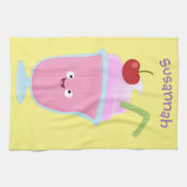 Niedlicher Erdbeereis Sundae Cartoon Geschirrtuch (Horizontal)