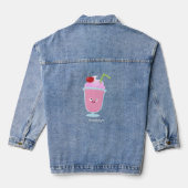 Niedlicher Erdbeereis Sundae Cartoon Jeansjacke (Rückseite)