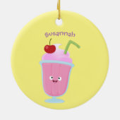 Niedlicher Erdbeereis Sundae Cartoon Keramik Ornament (Hinten)