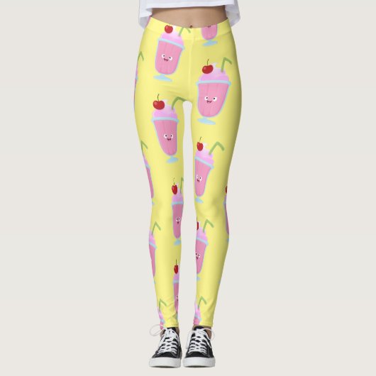 Niedlicher Erdbeereis Sundae Cartoon Leggings (Vorderseite)