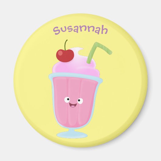 Niedlicher Erdbeereis Sundae Cartoon Magnet (Vorne)