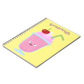 Niedlicher Erdbeereis Sundae Cartoon Notizblock (Linke Seite)