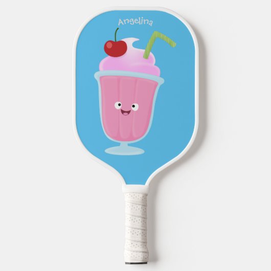 Niedlicher Erdbeereis Sundae Cartoon Pickleball Schläger (Vorderseite)