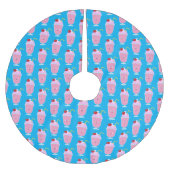 Niedlicher Erdbeereis Sundae Cartoon Polyester Weihnachtsbaumdecke (Vorderseite)