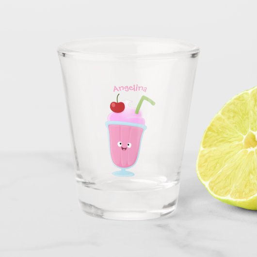 Niedlicher Erdbeereis Sundae Cartoon Schnapsglas (Vorderseite)