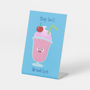 Niedlicher Erdbeereis Sundae Cartoon Sockelschild