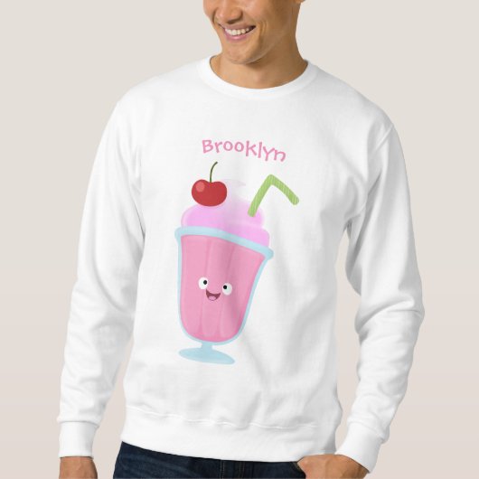 Niedlicher Erdbeereis Sundae Cartoon Sweatshirt (Vorderseite)
