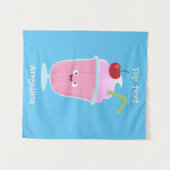 Niedlicher Erdbeereis Sundae Cartoon Wandteppich (Vorderseite (Horizontal))