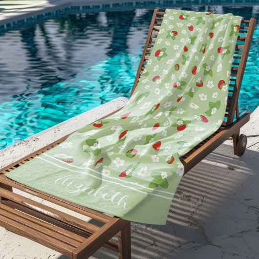 Niedlicher Erdbeeren Individuelle Name Sommer Strandtuch