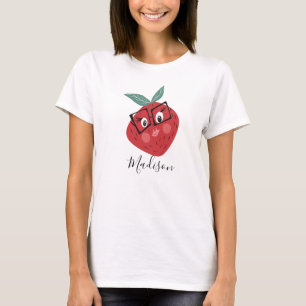 Niedlicher Erdbeerhandname Cartoon T-Shirt