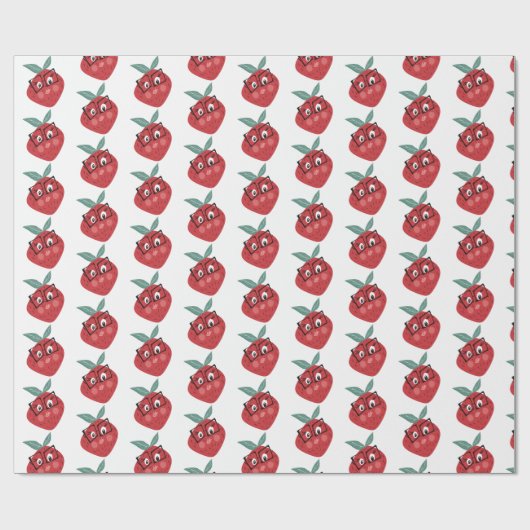 Niedlicher Erdbeerhandschuh Cartoon Geschenkpapier (Flach)