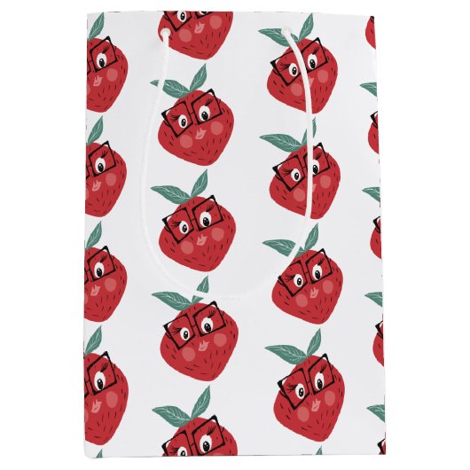 Niedlicher Erdbeerhandschuh Cartoon Mittlere Geschenktüte (Vorderseite)