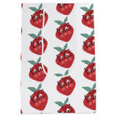 Niedlicher Erdbeerhandschuh Cartoon Mittlere Geschenktüte (Rückseite)