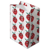 Niedlicher Erdbeerhandschuh Cartoon Mittlere Geschenktüte (Rückseite Schrägansicht)