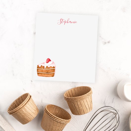 Niedlicher Erdbeerkuchen Personalisiert Notizblock