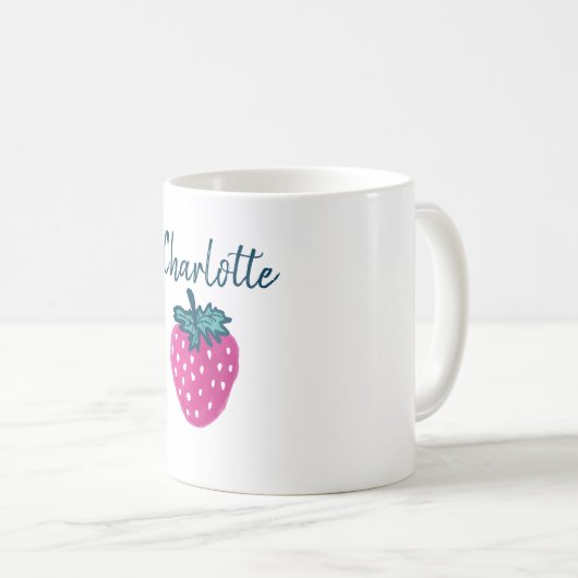 Niedlicher Erdbeerobst Individuelle Name Kaffeetasse (VorderseiteRechts)
