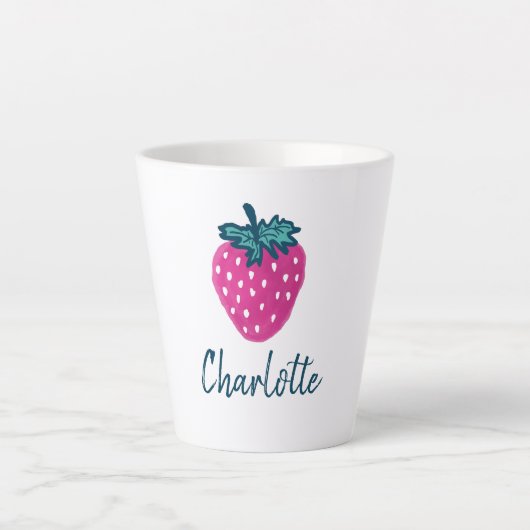 Niedlicher Erdbeerobst Individuelle Name Milchtasse (Vorderseite)
