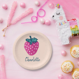 Niedlicher Erdbeerobst Individuelle Name Pappteller