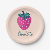 Niedlicher Erdbeerobst Individuelle Name Pappteller (Vorderseite)