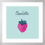 Niedlicher Erdbeerobst Individuelle Name Poster (Vorne)