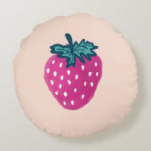 Niedlicher Erdbeerobst Individuelle Name Rundes Kissen (Rückseite)
