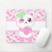 Niedlicher Erdbeerrosa Kawaii Pandabär Mousepad (Mit Mouse)