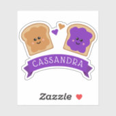 Niedlicher Erdnussbutter und Gelee Aufkleber (Blatt)