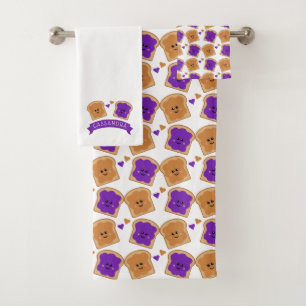 Niedlicher Erdnussbutter und Gelee Badhandtuch Set