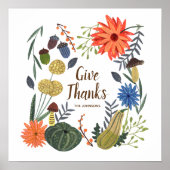 Niedlicher Erntedank Blumenpilzfall Poster (Vorne)