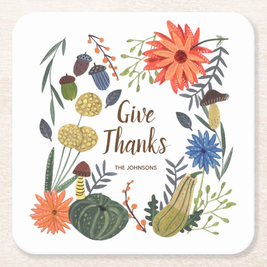 Niedlicher Erntedank Blumenpilzfall Rechteckiger Pappuntersetzer (Vorderseite)