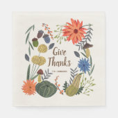 Niedlicher Erntedank Blumenpilzfall Serviette (Vorderseite)