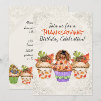 Niedlicher Erntedank Cupcakes Einladung