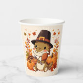 Niedlicher Erntedank Dinosaurier Pappbecher (Rückseite)