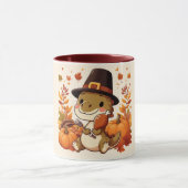Niedlicher Erntedank Dinosaurier Tasse (Zentrum)